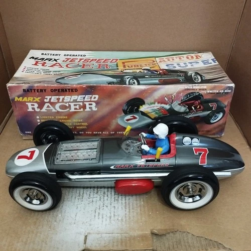 1960's Vintage Tin MARX TOYS JETSPEED #7 RACER Indianapolis working / nice + Box