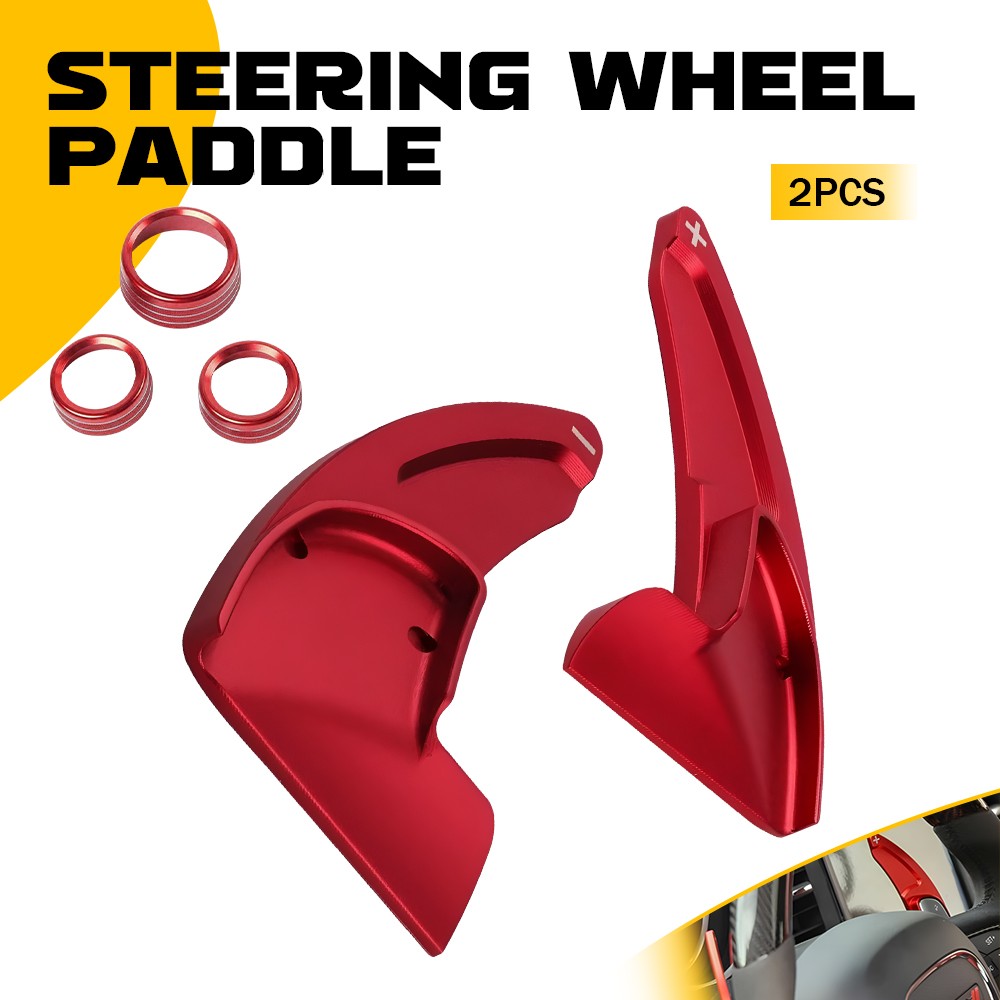 For Dodge Challenger Charger Red Steering Wheel Shift Paddle Trim & Control Knob