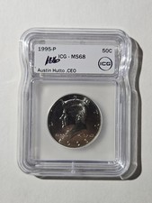 1995-P Kennedy Half Dollar Coin. ICG MS 68 AUSTIN HUTTO SIGNED