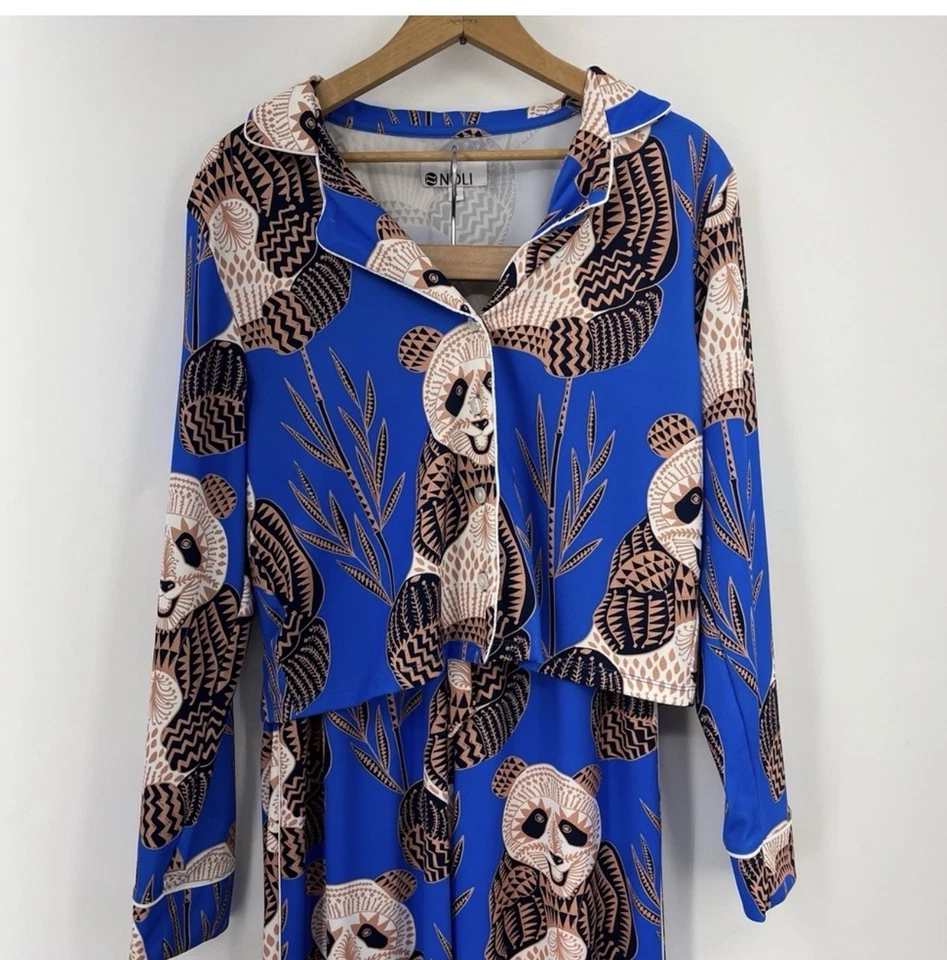 Noli Panda pajama set long sleeve pants Size Small & button up Size Medium - Image 2 of 3