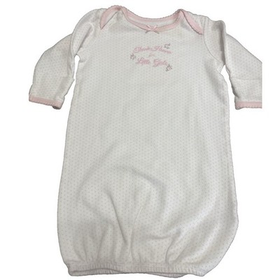 Little Me Sleep Gown Girls 0-3 Months White Pink Thanks Heaven for Little Girls