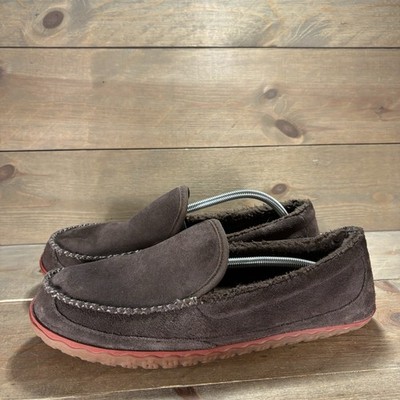 ll bean mens size 11 slippers brown suede mountain sherpa  display picture 2