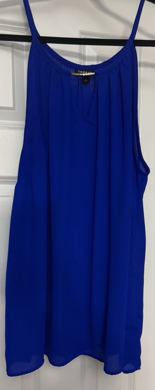 Torrid Blue Solid Metallic Detail V-Neck Spaghetti Strap Tank Women's Plus 1