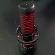 HyperX QuadCast USB Wired Condenser Mic, Adjustable Gain, Shock Mount, Black/Red