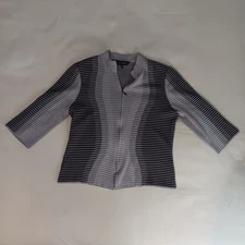 Womens Size Small Ming Wang Zip Up 3/4 Sleeve Cardigan Old Money Art To Wear