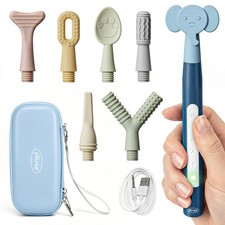 Sensory Oral Motor Vibration Kit with 7 Textured Silicone Heads for Therapy