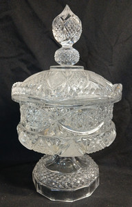 Vintage Stunning Colony Desiree ? Crystal Candy Dish Box Lid 12" Tall Germany ?