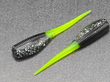 (24)  2" SLAB HUNTER "Black Chrome/Chart Tail" GRUBS BAIT JIGS CRAPPIE BABY SHAD
