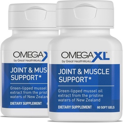Omega XL Pack of 2 Natural Joint & Muscle Support 60ct Softgels, Exp 12/27
