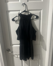 One Clothing Women's Black Halter Neck Sleeveless Solid Romper One-Piece M