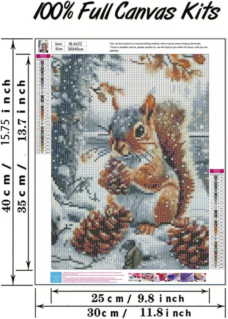 Winter Squirrel Diamond Art Kits for Adults,5D Diamond Painting Kits for Beginne