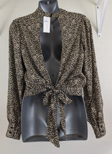New Banana Republic sz S Cropped Open Back Blouse ls ties at back 1511