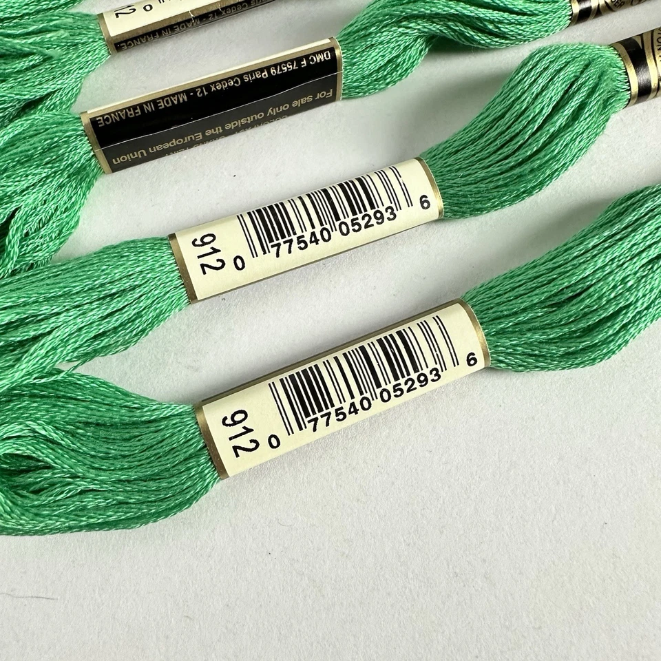 8 - DMC 25 Embroidery Floss Mouline Made In France #912 Light Emerald Green Lot - Image 3 of 3