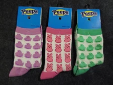 3 Pairs of New Peeps Youth Socks Pink Green Purple Chick Bunny Childrens Easter