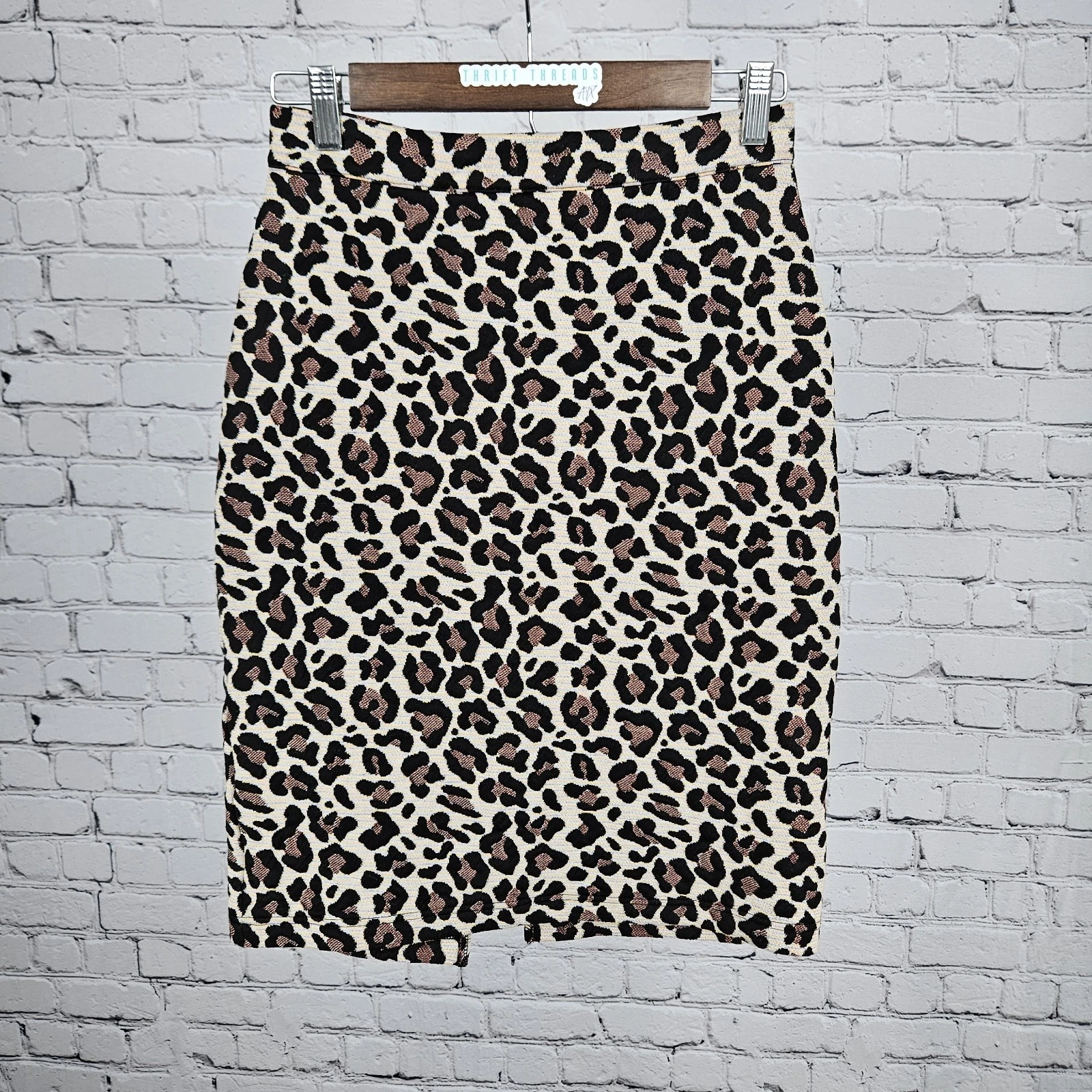 Maeve Anthropologie Multicolor Leopard Back Zip Straight Knee Length Skirt XS