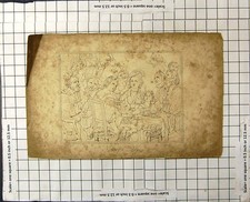 Antiker alter Druck Zwölfter Tag Holz Stühle Menschen Hund Deko Glaswaren