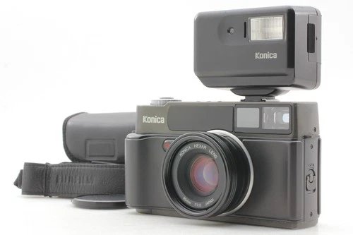 [ MINT w/ Flash ] Konica Hexar AF Black 35mm Film Camera HX-14 Auto From JAPAN