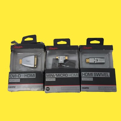 LOT OF 3 Rocketfish HDMI Adadpters RF-G1181/1175/1173 #568 Z65/B164