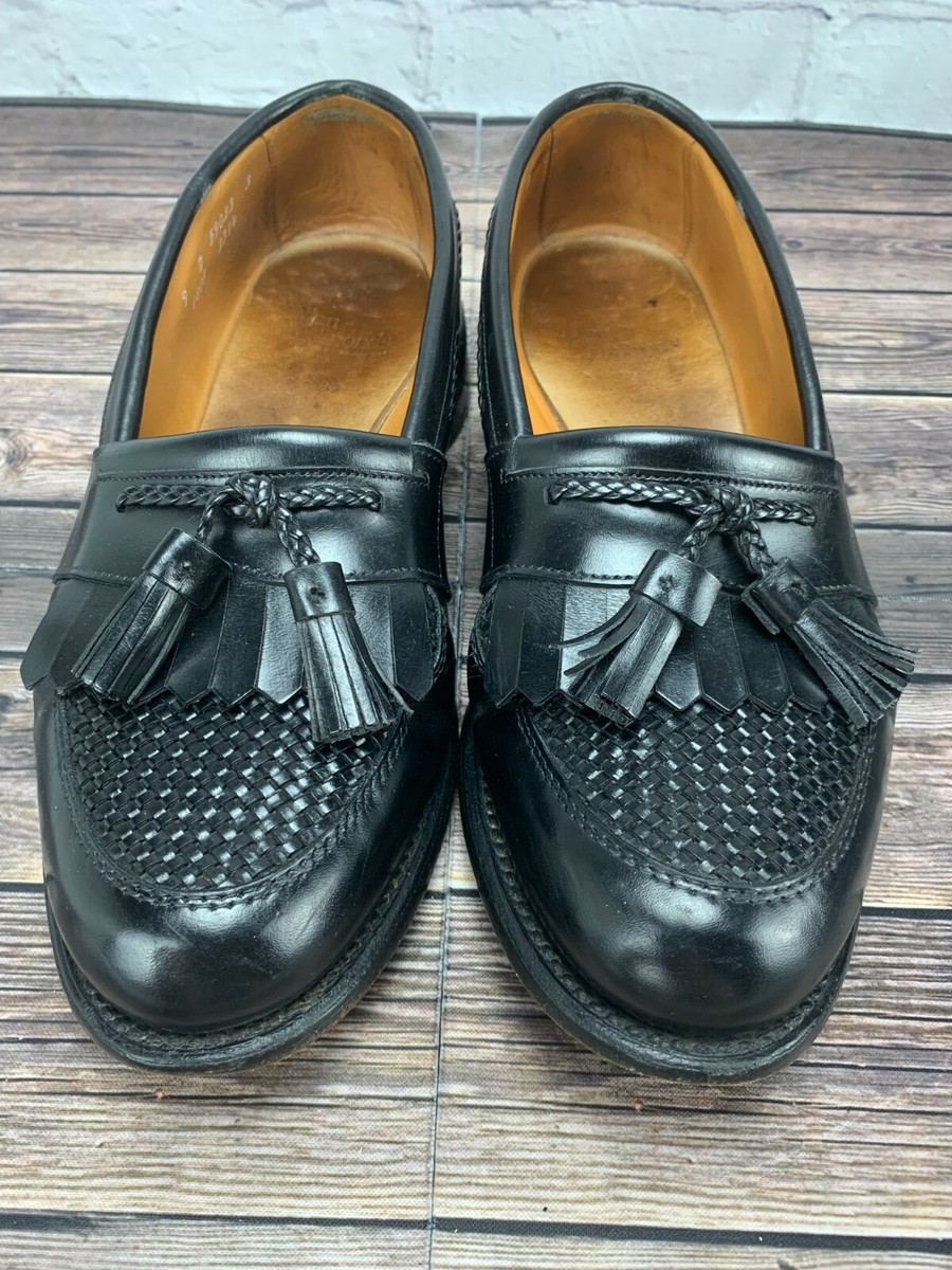 Allen Edmonds Cody Black Leather Tassel Woven Loafers Men display picture 1