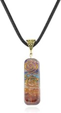 7 Chakra Natural Crystal Orgone Pendant Orgonite Unisex Healing Necklace Resin