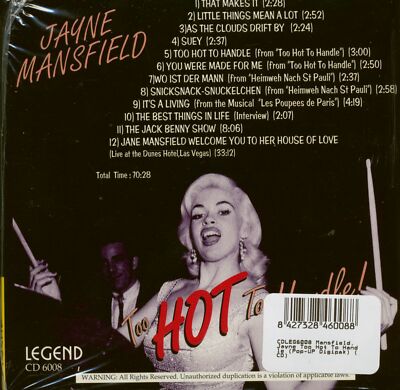 Jayne Mansfield - Too Hot To Handle (Pop-UP Digipak) (CD