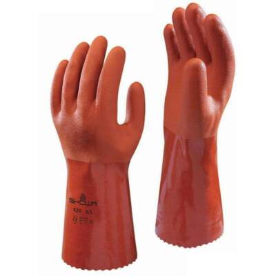 Showa 620 orange 300 mm Voll PVC beschichtet chemikalienbeständige Stulpen Größe 8