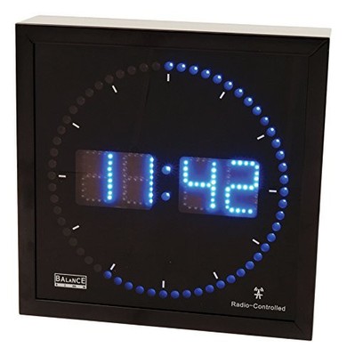 Design Wanduhr LED Beleuchtet quadratisch schwarz blau Funkuhr Funk