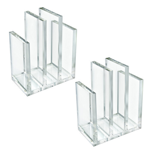 Azar Displays Clear Acrylic Bookend and Desk File Sorter, 2-Pack