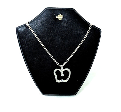 Cutout Apple Chain Necklace 925 Sterling Silver, Handmade Holiday Gifts For Her