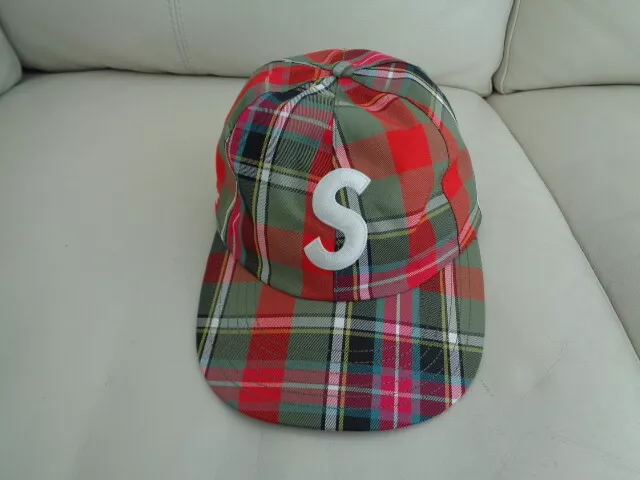 SUPREME x GORE-TEX “S” Logo Plaid 6-Panel Hat SS19 As New Olive/Red