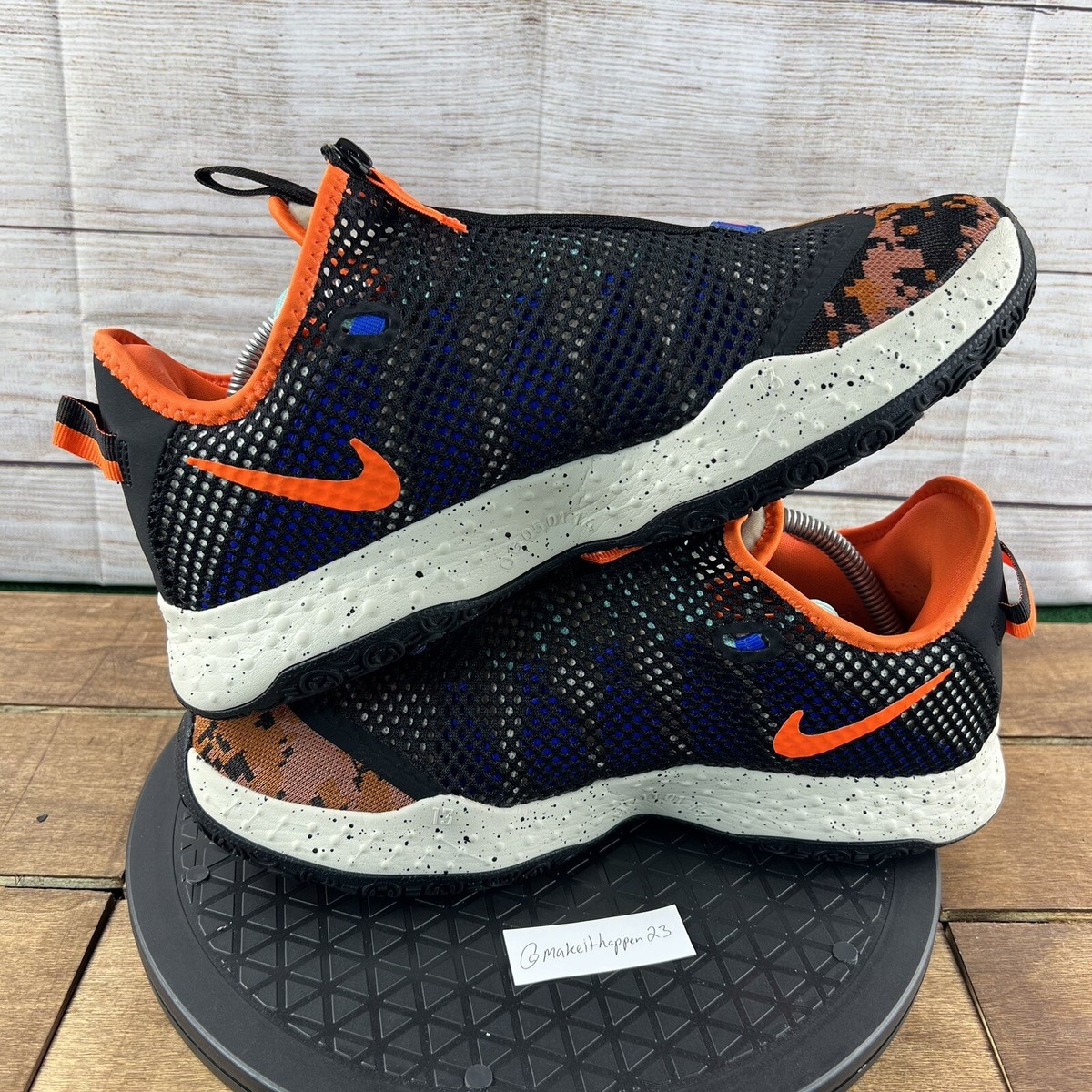 Nike PG 4 'Digi-Camo' Black Cream Orange Paul George CD5079-200