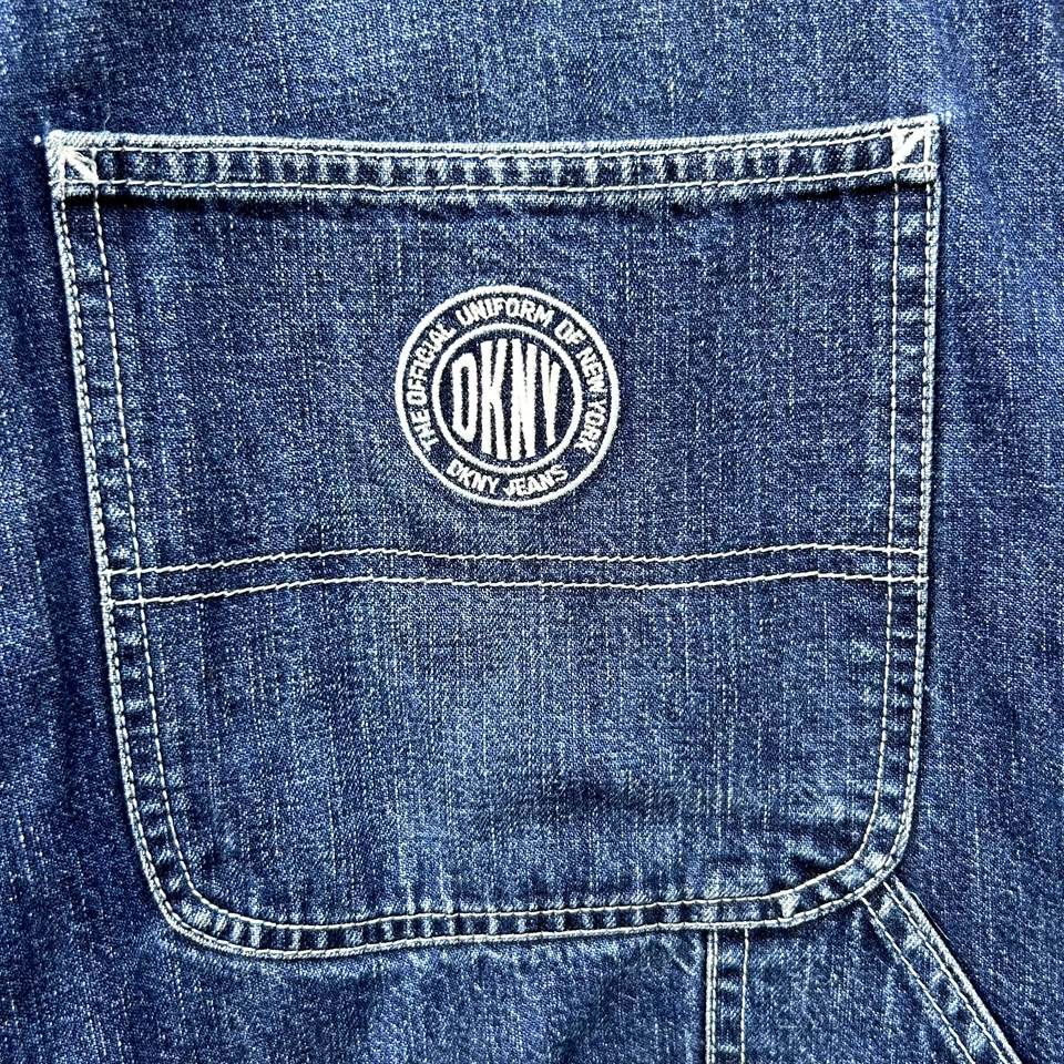 Vintage Y2K DKNY Donna Karan Men's Blue Denim Skater Carpenter Jean Shorts (33) - Image 4 of 4