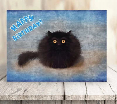 FABULOUS FELINES Funny Cute Black Cat Greeting Card Humorous Birthday Greetings Cards Blank OREO