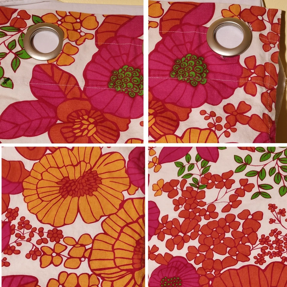 Paneles Cortina Pier 1 Importaciones Floral Naranja Verde 80" x 52.25" DOS - Para Reparación Foto 4 de 4