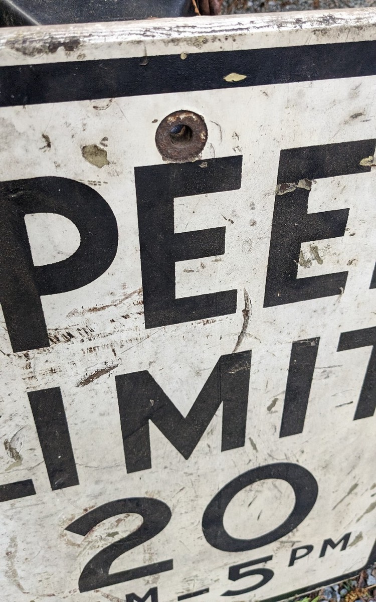 Original Wood Speed Limit Road Street Sign 20 Mph 8am 5pm Wooden