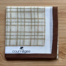 HANDKERCHIEF VINTAGE BEIGE PLAIDS  CHECKS MEN'S POCKET SQUARE COTTON 18" D0554