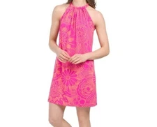 TRINA TURK JUJU BOTANICAL MEDLEY HALTER DRESS, PINK/ORANGE, NWT $168, LARGE