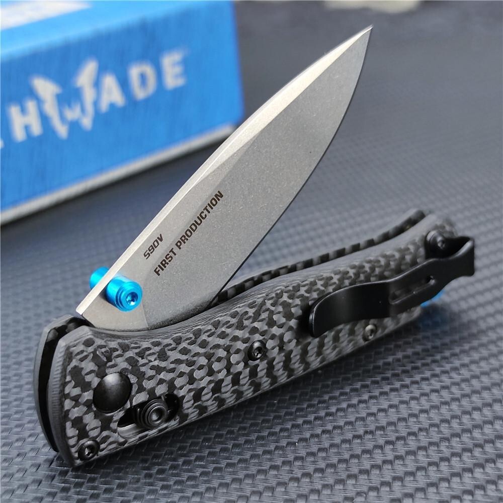 Benchmade 533 Carbon Fiber Bugout Mini Folding Knife S90V Satin Plain