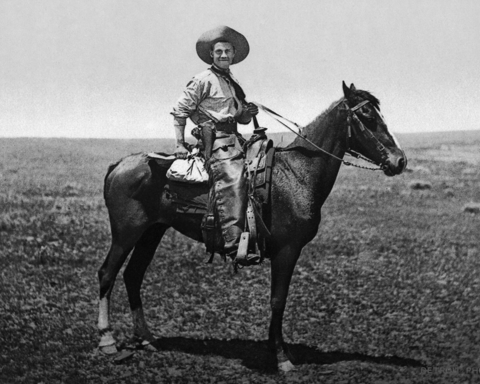 Cowboy Horse Photograph Chaps Six Shooter 1898 Wild West 8x10 Old Photo ...