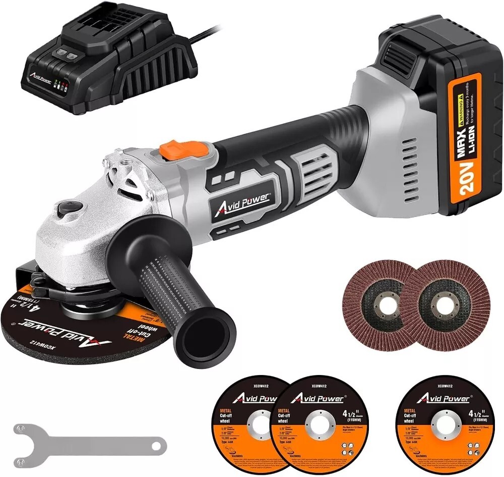 AVID POWER Cordless Angle Grinder with 4-pole Motor, 20V Cordless Grinders Tool