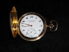 14k yellow gold IWC Schaffhausen antique pocket watch hunting case 17 jewels