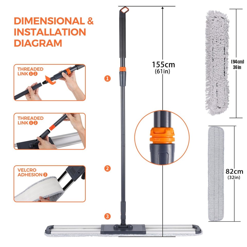 36" Large wrestling mat mop Commercial Dust Mops for Floor Cleaning Push mop eBay