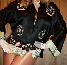 Vtg Victoria's Secret Silk Butterfly Jacket Robe S