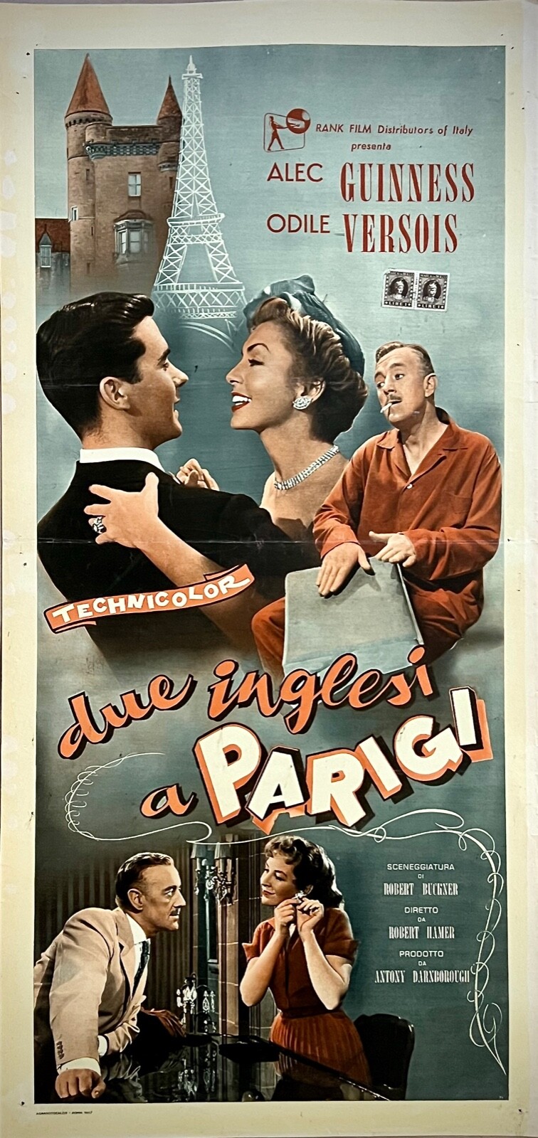 Locandina originale film Due inglesi a Parigi (1955) - Regia di Robert Hamer