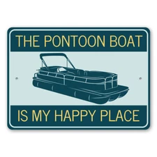Pontoon Happy Place Metal Sign