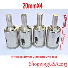 4 Pcs 20mm Diamond Coated Drill Bit Set Hole Saw Cutter Tool Glass Granite Tile