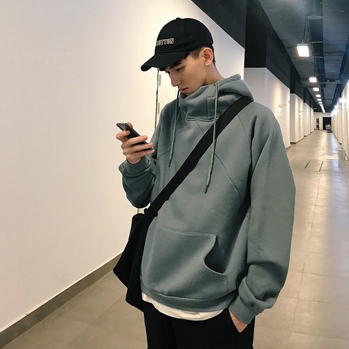 Winter Men's High Neck Hooded Tops 