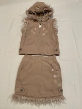 Palomino girl  s hooded beige embellished vest / skirt two piece set Sz 5