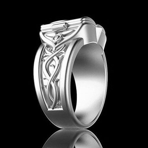 Luxury Men's 18K Gold Cubic Zirconia Rings Secret Small Room Coffin Ring Sz 6-13 - Picture 6 of 10