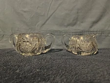 Vintage American Cut Glass Brilliant Pinwheel Creamer & Sugar Bowl